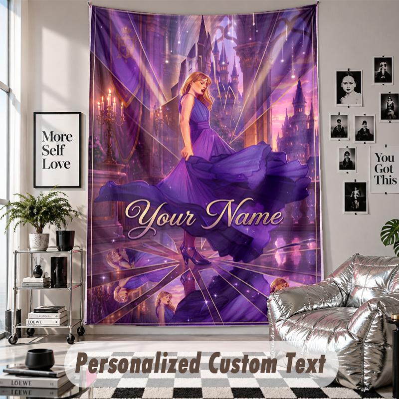 Wall Hanging Tapestry With Custom Name & Text, Taylor Swift Decorative Tapestry For Bedroom