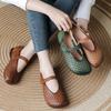 Spring New Beef Tendon Soft Sole Mary Jane Shoes Retro Single Shoes Low Heel Mother Shoes Genuine Leather Small Leather Shoes