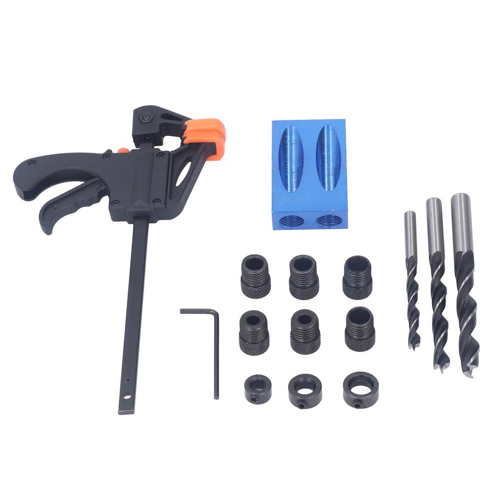 15 Stück Taschenlochbohrlehre 15 Grad Aluminiumlegierung Schräglochbohrwerkzeug für Holzbearbeitung