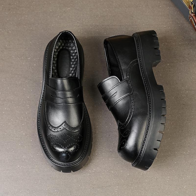 Men's Loafers 46 Large Size New Block Leather Shoes Fashion Men's Foot Casual Leather Shoes Business Shoes