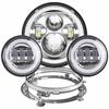 Motorsykkel 7-tommers Moto LED-hodelykt med 4-1/2" 4,5-tommers LED-tilbehør tåkelys for Harley Touring Electra Glide