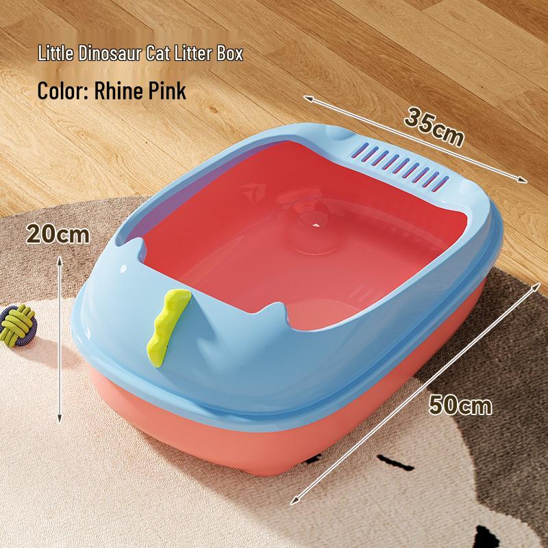 Dinosaur Semi-Enclosed Large Cat Litter Box - Washable & Anti-Splash