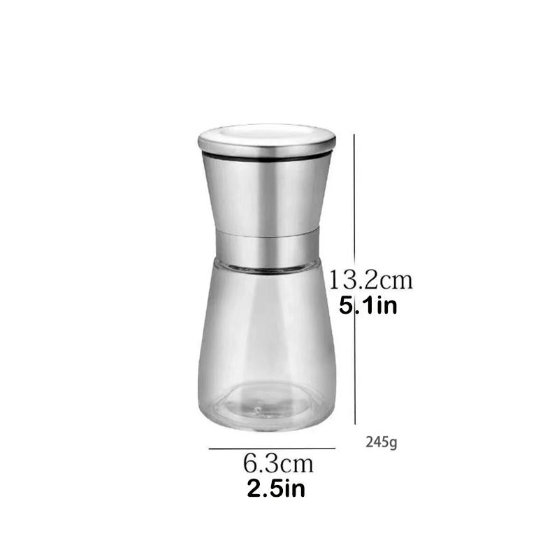 

Pepper Salt Grinder Stainless Steel Mill Glasses Shaker Fine Coarse Adjustable 180ml