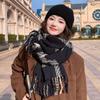 Plaid Scarf Women's Winter New Imitation Cashmere Warm Couple Versatile Korean Student Scarf Birthday Gift