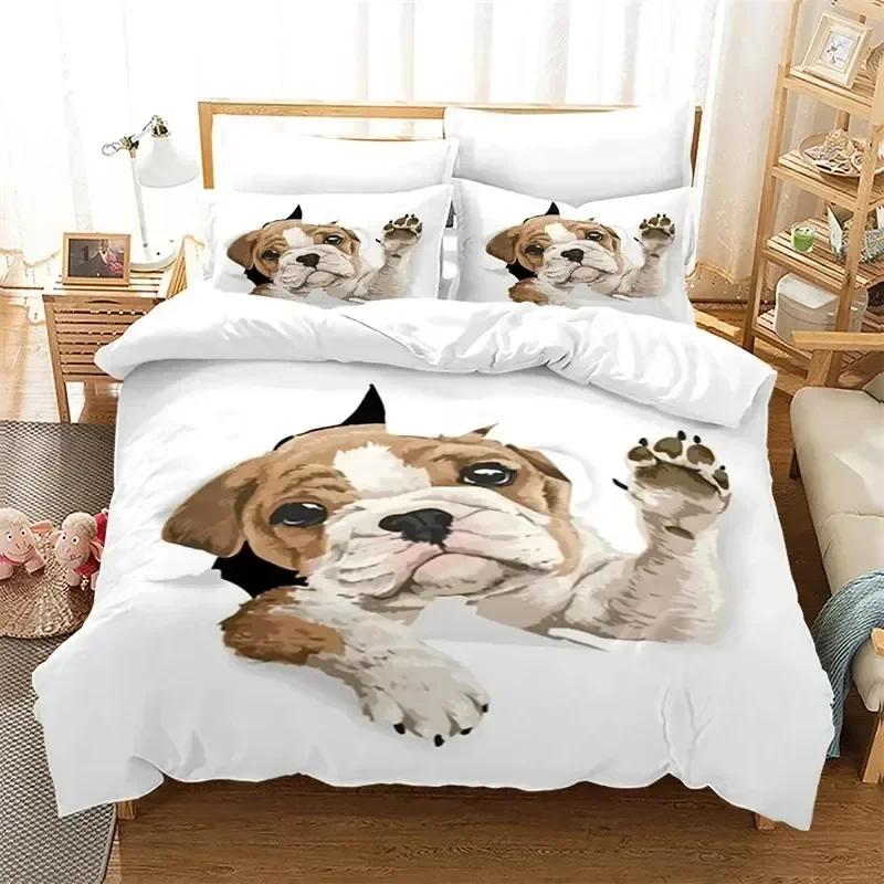 Funda Nórdica de Perro Lindo Microfibra Encantador Cachorro Mascota Funda de Edredón Juego de Cama con Tema Animal Individual Para Niños Niñas Adolescentes Decoración de Habitación