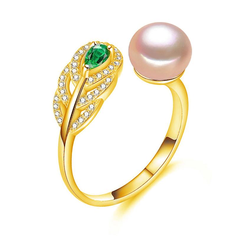 FEEYOO Natural Freshwater Pearl Rings For Women Girls Fashion Gold Color Adjustable Size Flower Ring Birthday Gift