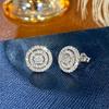 Huitan Simple Round Shaped Women Stud Earrings Full Shining Cubic Zirconia Trendy Versatile Lady Party Daily Accessories Jewelry