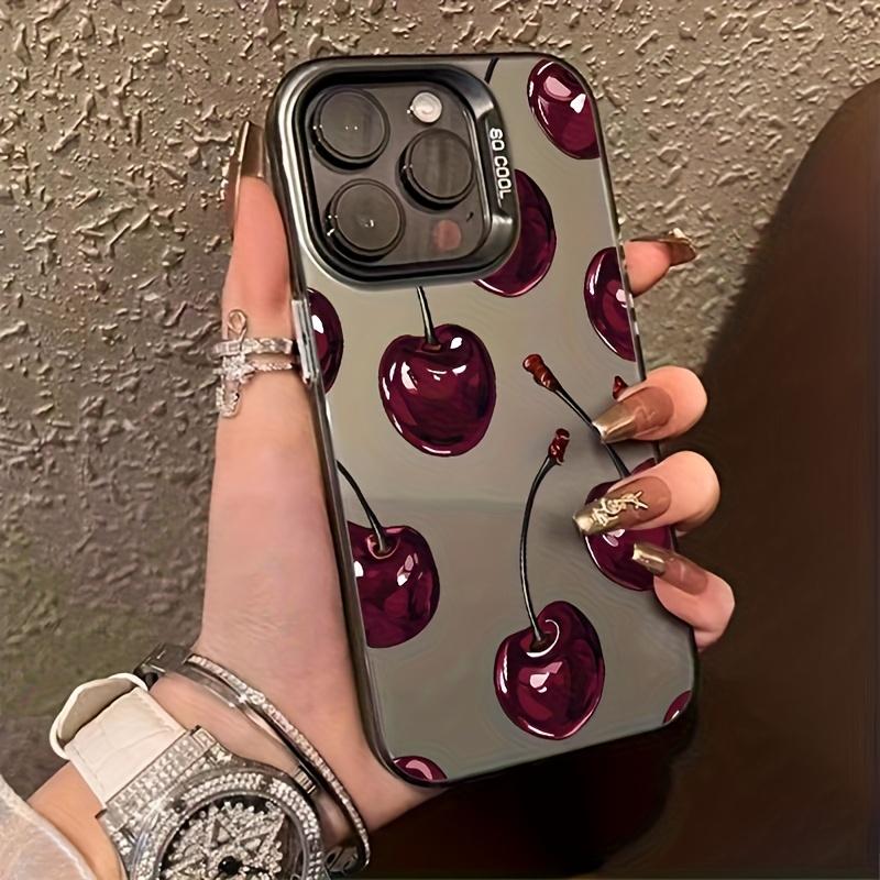 

Deep Red Cherries Shockproof Anti-Slip Phone Case for iPhone 17/16/11/13/15/15 14 Pro Max/11 Pro Anti-Drop Matte Back Cover For iPhone 17 ProMax чёрный