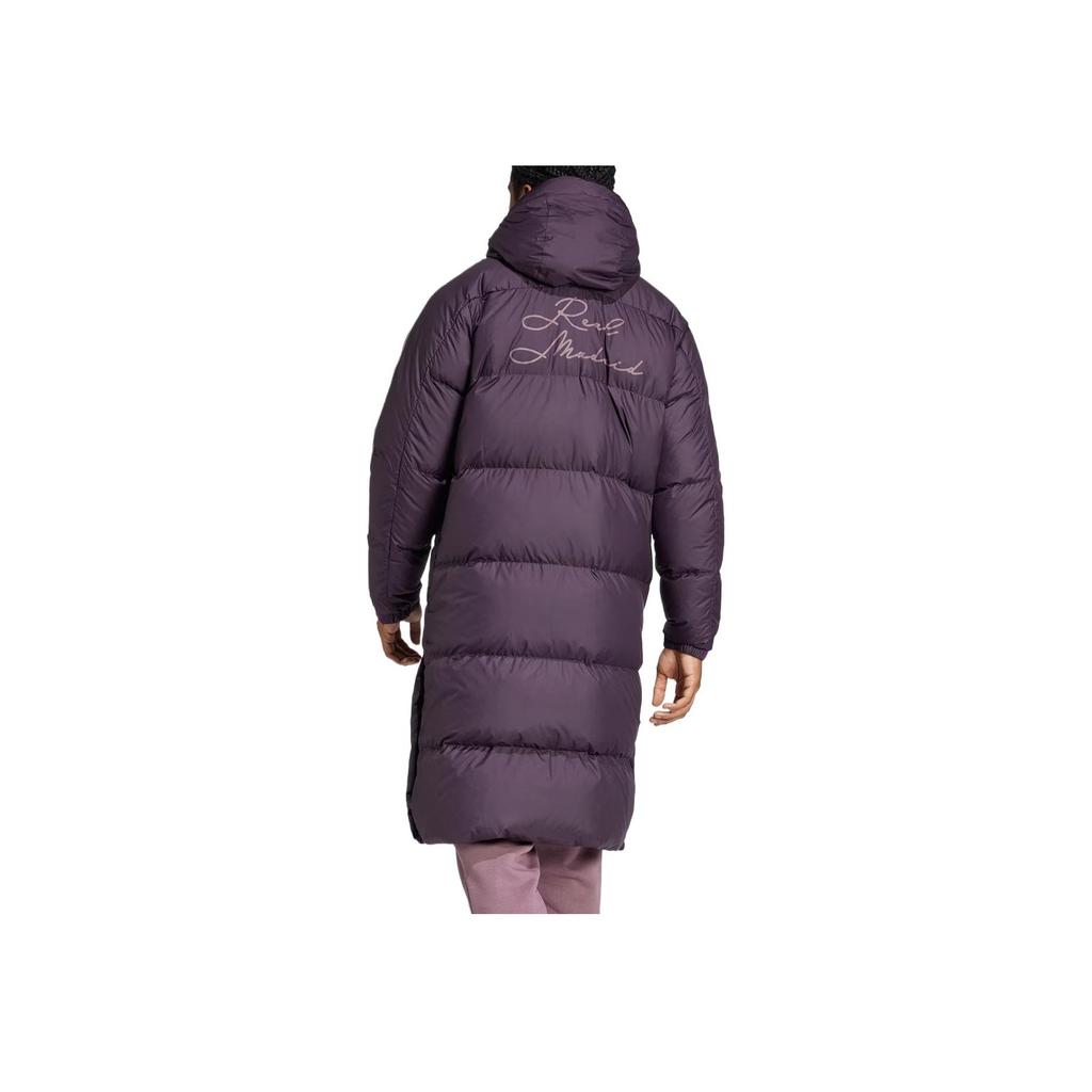 Adidas Real Madrid Seasonal Down Coat Simple Brand Logo Letter Stripe Design Casual Sports Warm Hooded Down Jacket Men Coats Dark-Purple IT3783