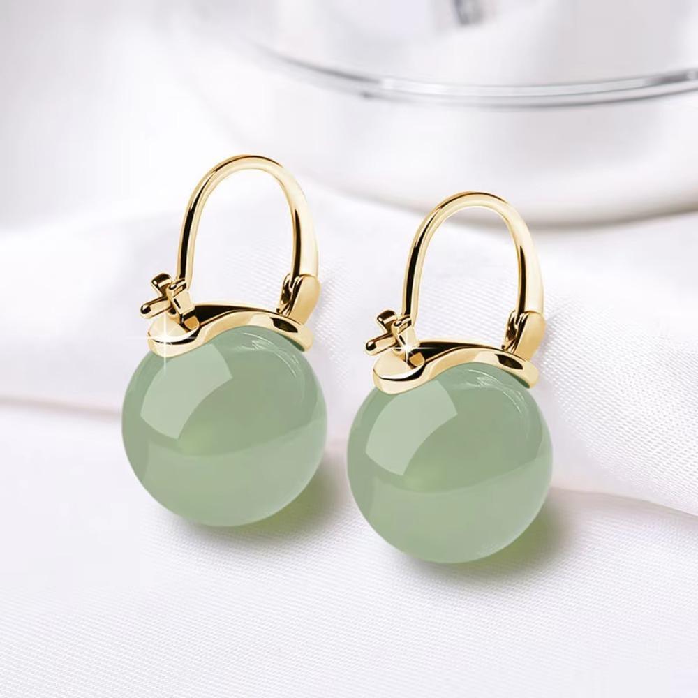 Ice Jade Jade Bead Earrings Circle Earrings Jewelry Gentle Ear Buckle Women