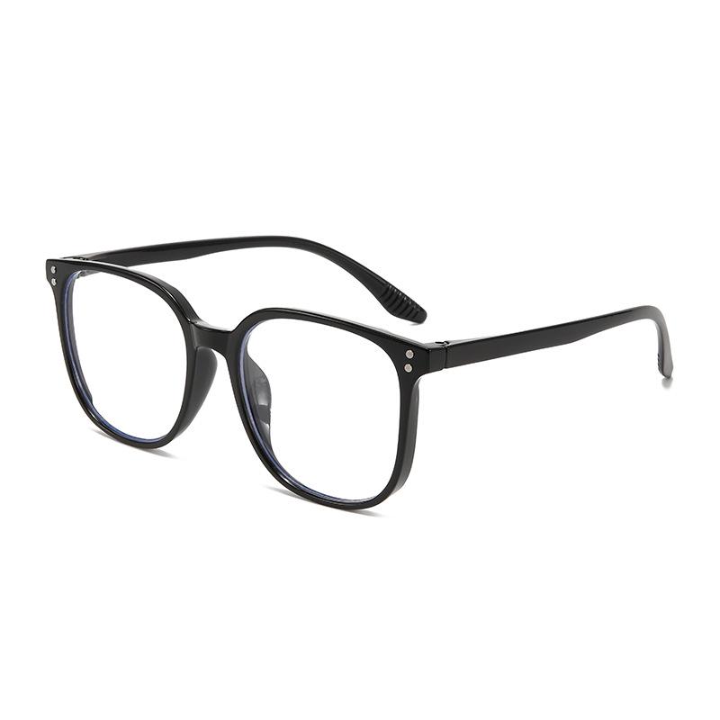 Women’s Black Round Anti-Blue Light Glasses - Fits Round Faces, Flat Myopia-Compatible Lenses, Prescription Ready.
