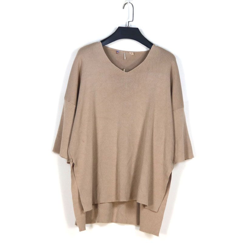 

Export Tail Single Women s Clothing Tail Goods Fashion Oversized Knit Short Sleeve Women s Summer Thin V-neck Loose T-Shirt Elegant Tops Khaki Bust size 116 (elastic)
