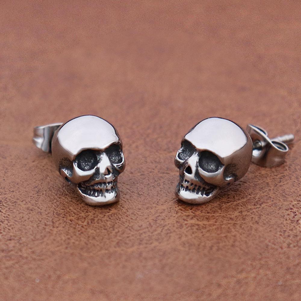 Punk Rock Skull Stud Earring for Men Women Stainless Steel Fashion Simple Piercing Earring Classic Personality Jewelry Wholesale