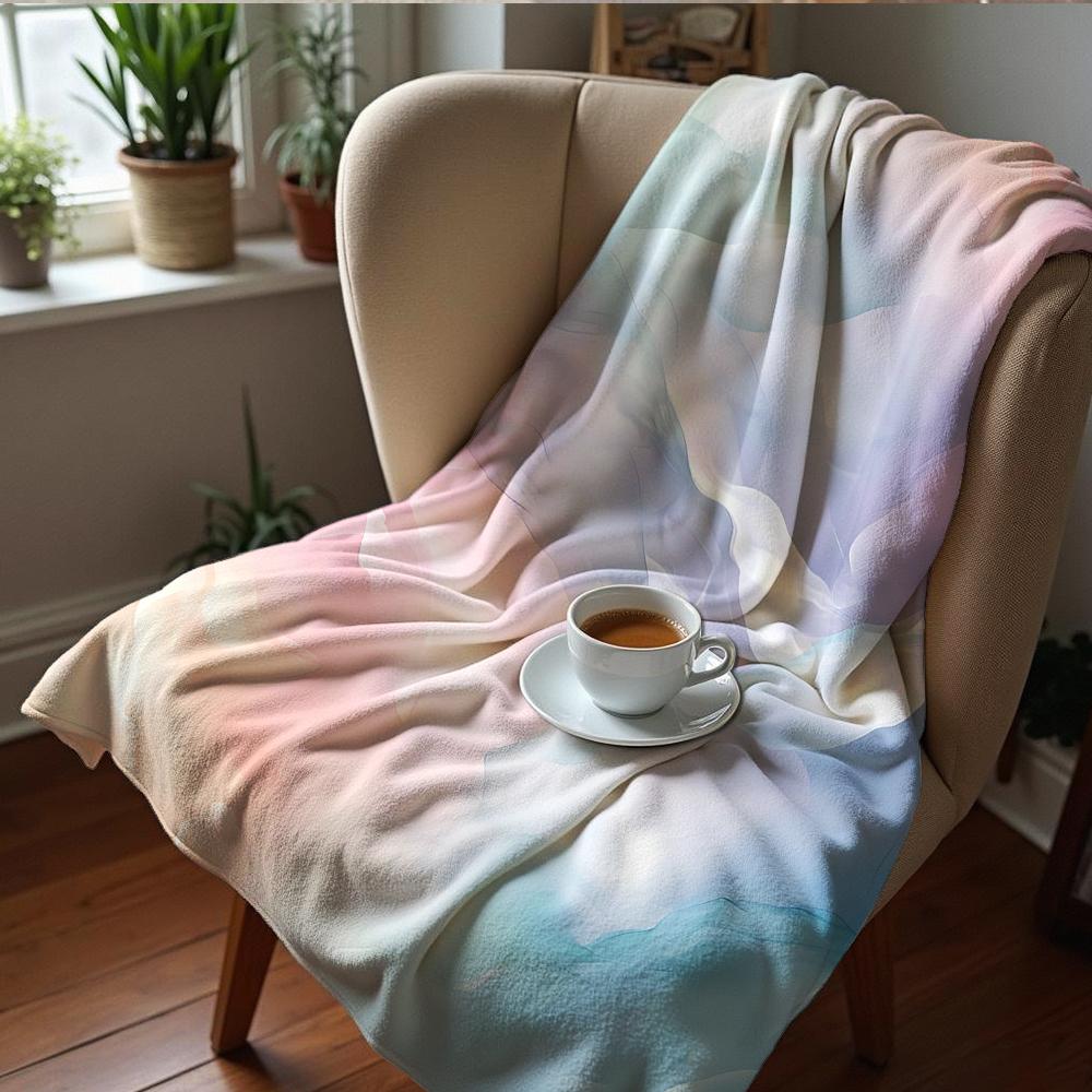 Iridescent Pastel Star Soft Flannel Blanket Breathable Warm Throw for Office Car Sofa Kids Room Birthday Xmas Gift