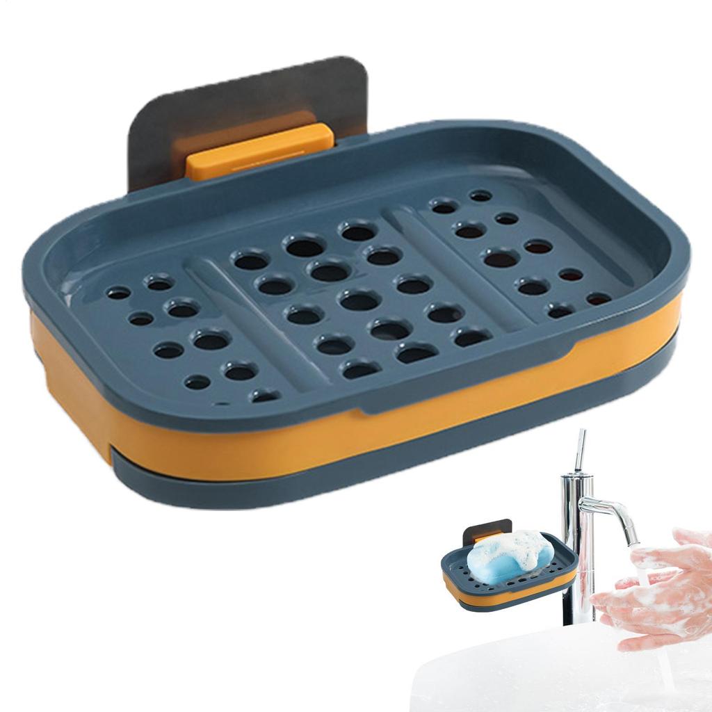 Suction Cup Wall Mounted Soap Box Creative Drain Rack Shower Soap Dish Holder Double-layer Draining Soap Saver For Bathroom Tile