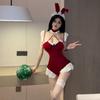 Sexy Lingerie Pure Desire Christmas Uniform Seduction Sexy Red Open Girl Suit Dress Passion Seduction