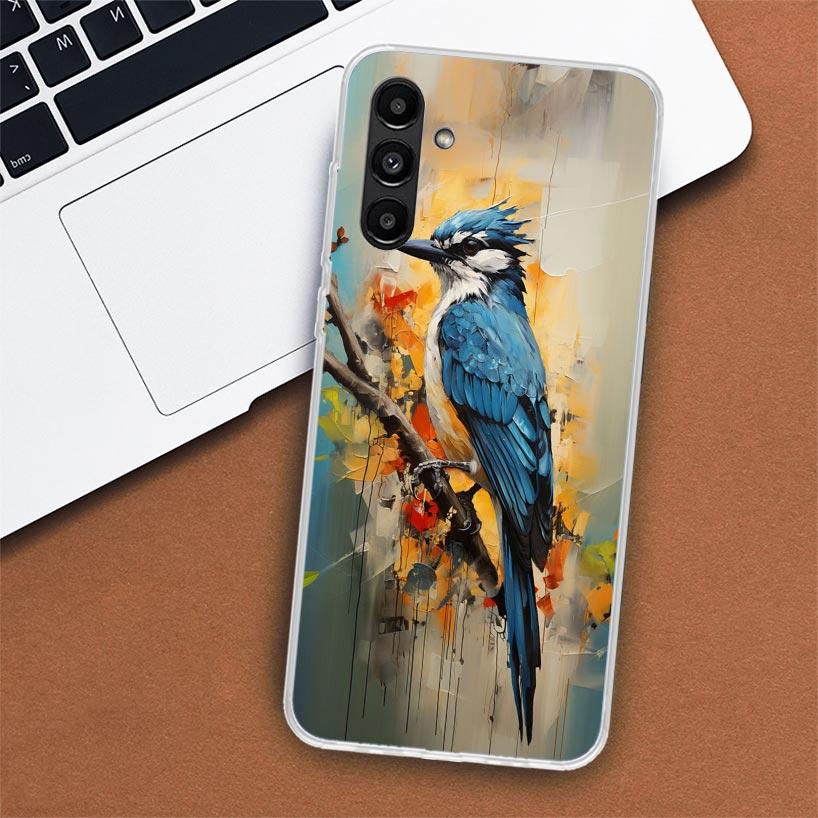 Animal Oil Painting Bird Phone Case For Samsung Galaxy A55 A54 A53 A52 A15 A14 A13 A12 A35 A34 A33 A32 A25 A24 A23 A22 A04S A03S