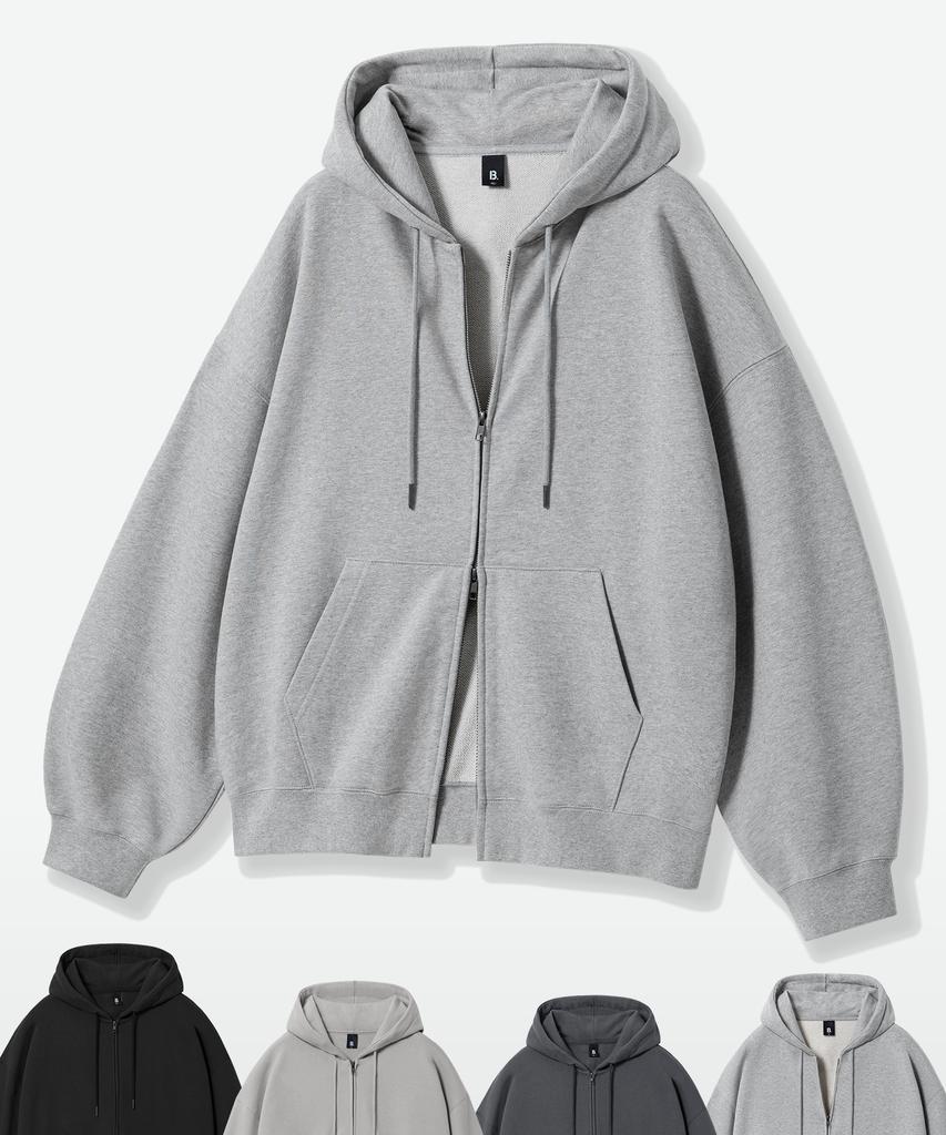 Brenson B. Oversized 2-Way Sweat Zip-Up ( 4 Colors )