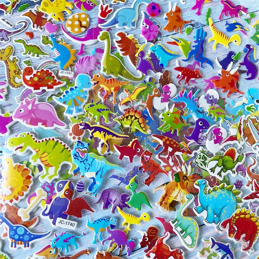 8Sheets/set Q Dinosaurs Kids Rewards Sticker Puffy Bubble KidsToys Stickers
