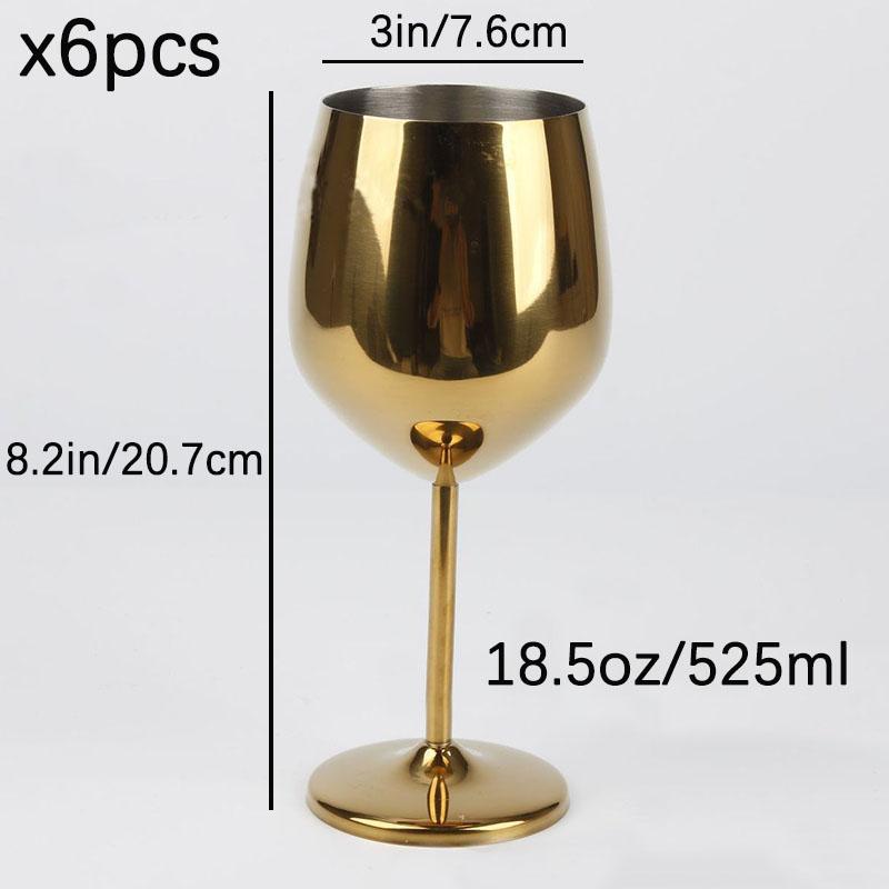 6pcs Stainless Steel Wine Glass,Champagne Glass, Whiskey Glass, Creative Metal Goblet Red Wine Glass, Barrel-Type Drop-Resistant
