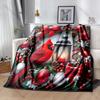 Festive Cardinal with Holiday Wreath Pattern Blanket Flannel Material Soft Warm for All Seasons Home Outdoor Camping Picnics RV