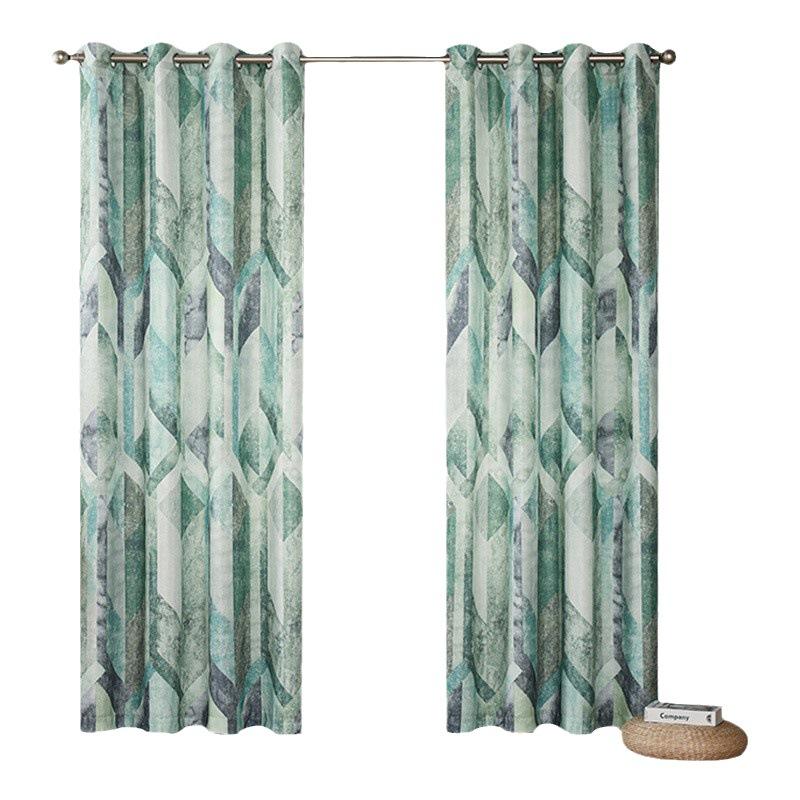 Nordic Style Collection Graphic Printing Blackout Curtain Fabric, Hotel Villa Bedroom Polyester Curtain Finished Product