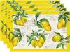 Yellow Lemons Leaves Summer Placemats Set of 4 12x18 Inch Tabletop Accessories Decor Seasonal Table Mats for Party Decoration