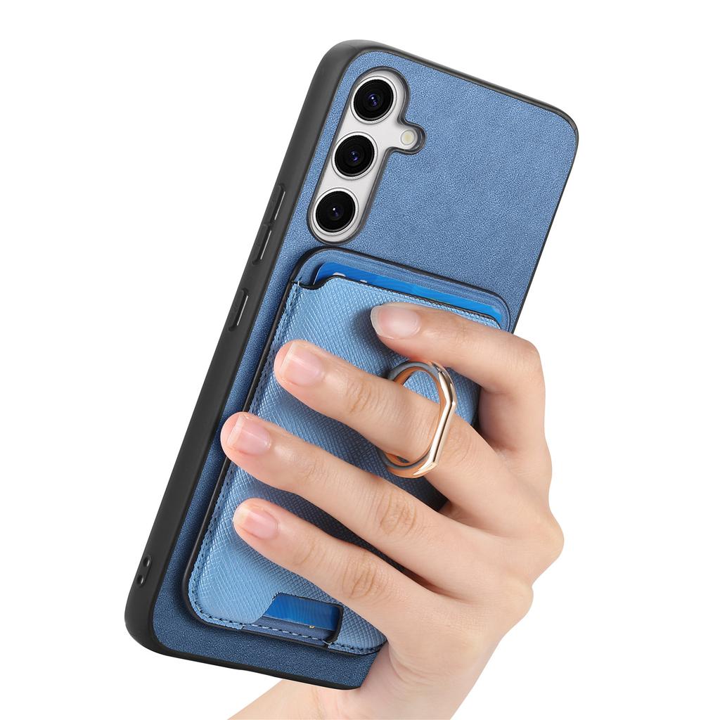 For Samsung Galaxy S25 Magnetic Case Detachable Card Bag Leather Back Cover with Kickstand