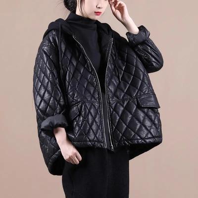 Kurzer dicker Baumwollmantel für Damen, Wintermantel mit Kapuze in Übergröße für Damen, Modischer Herbst- und Winter-Leder