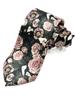 [HANG OVER] Men's Rose Tie - Floral Pattern Tie, Black, BusinessCasual, Stylish, Gift-ready, Silk-touch Polyester, 8cm Blade, tie2603-11