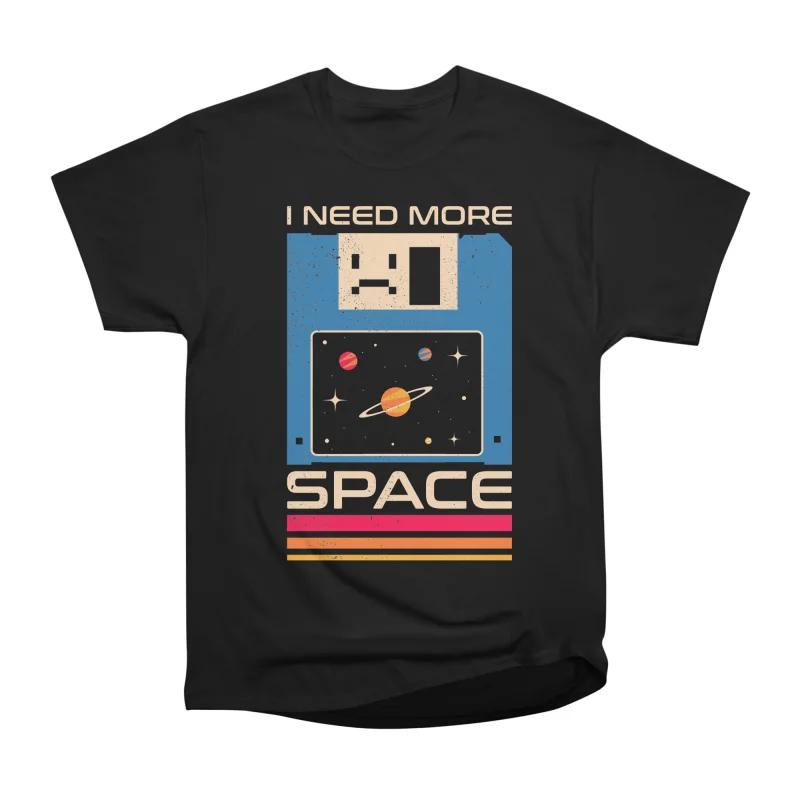 

Men Casual Shirts Short Sleeves I NEED MORE SPACE Black Tees Oversized T-shirts S чёрный