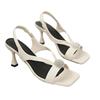 Women's High Heel Sandals Summer New Fashion Fairy Outwear Thin Heel Open Toe Rubber Bottom Square Head PU Leather
