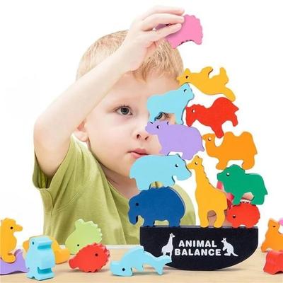 Bloques de Equilibrio de Madera Juguetes Para Niños Animal Dinosaurio Construcción Apilamiento Juegos de Mesa Altos Madera Juguete Montessori Niños Regalo