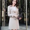 Woman Elegant Single-breasted Mid-Long Trench Coat Plus Size Solid Turn Down Collar Windbreaker Full Sleeve Slim Fit Overcoat
