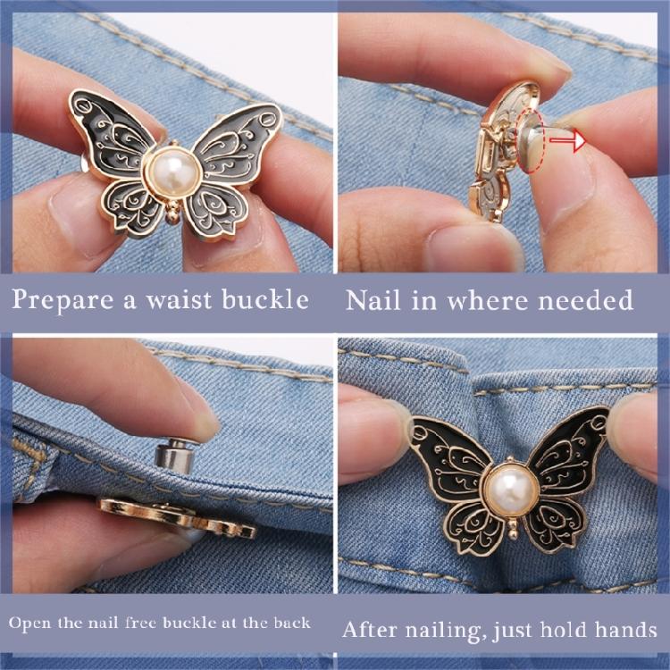 1/6 Pcs Button Pins Jeans Waist Buckles Detachable Pants Waist Tightener Jeans Button Pins Butterfly Waist Buckles