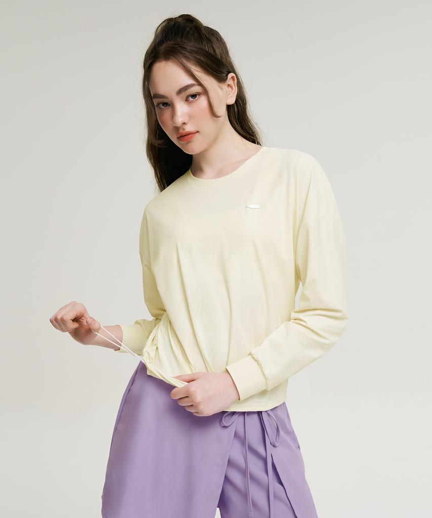 Leijibi Air Pastel String Loose Fit Women'S Long Sleeve Rash Guard Coconut Milk