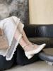 2025 Autumn New Shallow Bow Women's Shoes Flat-bottomed Rhinestone Buckle Thick Heel Women's Single Shoes