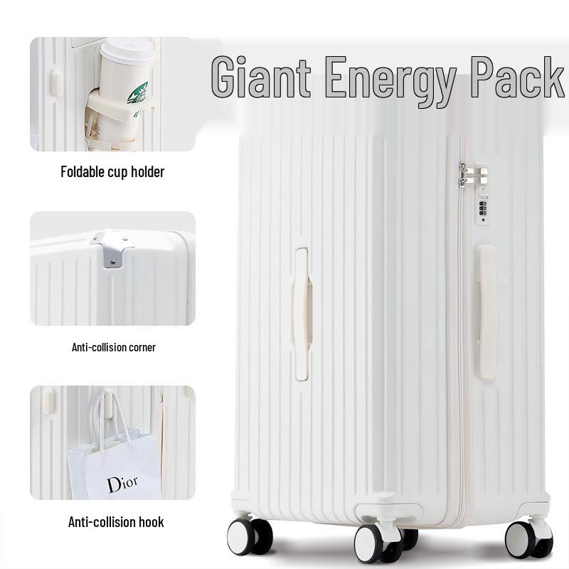 26-inch Durable Leather Suitcase with Universal Wheels and Combination Lock - Unisex Travel Trolley