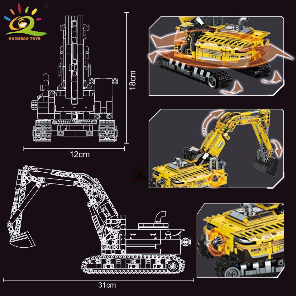 Moc Engineering Truck Model Building Block Excavator Crane Car City Construction Tech Brick Set For Children Kids Gift