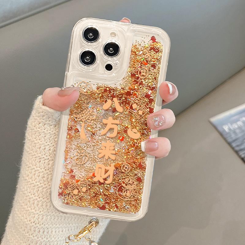 

Браслет Bafang Laicai Подходит для Apple 16pro Чехол для мобильного телефона на Новый год 15 Прозрачный зыбучий песок 14 Полная защита от падения 13/12 HUAWEI nova 11