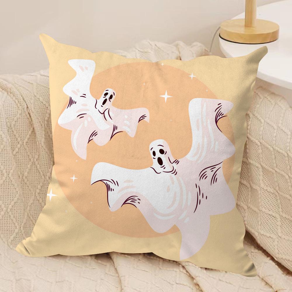 Halloween Spooky Ghost Cushion Cover Soft Plush Throw Pillow Cover  DoubleSided Printed Cushion Case  Cozy Sofa  Home Decor