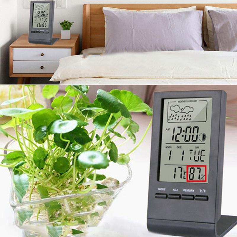 Digital Temperature Humidity Measurement Meter Gauge for Home Baby Room Thermometers Hygrometer with Time Alarm Clock