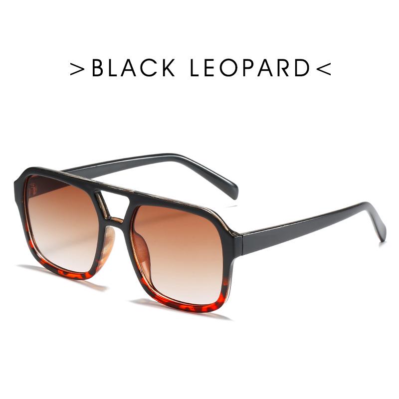 "Trendy Retro Double Beam Ocean Lens Sunglasses with Large Frame"