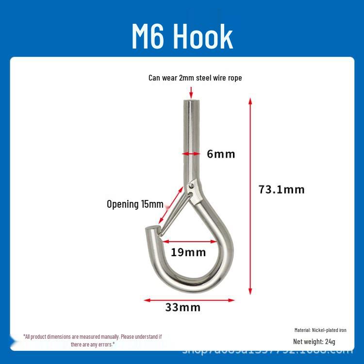 Steel Wire Rope Safety Lock Hook - Secure Picture Hanging & Marine Accessories