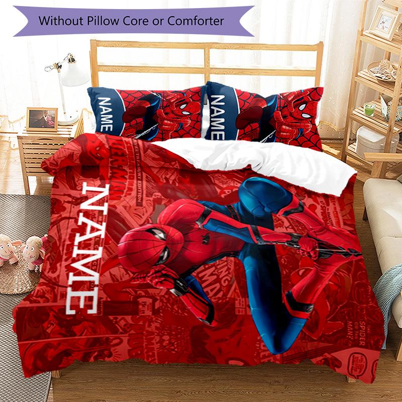3pcs Spider Man5 Cover Set - Personalized Name, HD Printed Bedding with 1 Cover and 2 Pillowcases - Perfect for Home Decor, Easy Care