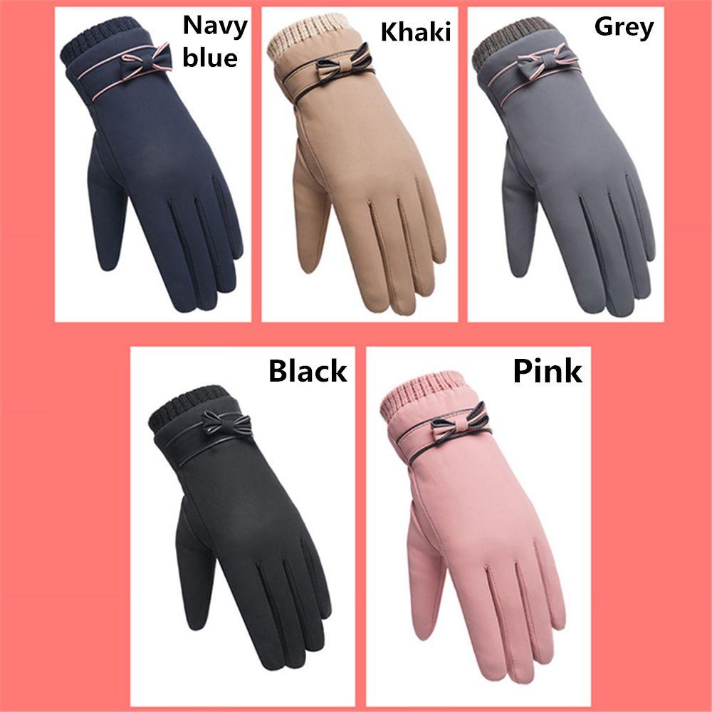 Leder Dick Thermisch Trendig Touchscreen Fäustlinge Vollfingerhandschuhe Damen Handschuhe Winterhandschuhe