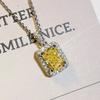Huitan Noble Yellow Cubic Zirconia Necklace for Women Wedding Engagement Temperament Elegant Lady Necklace Fancy Gift Jewelry
