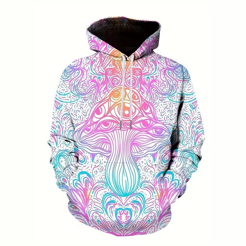 Autumn Winter Fashion Comfortable Large Colorful Creativity 3D Printed Hoodie Men's Sports Leisure Versatile with Pockets Hoodies