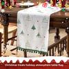 Festive Pine Tree Table Runner Holiday Decor Printed Heatproof Faux Linen Dining Table Cover