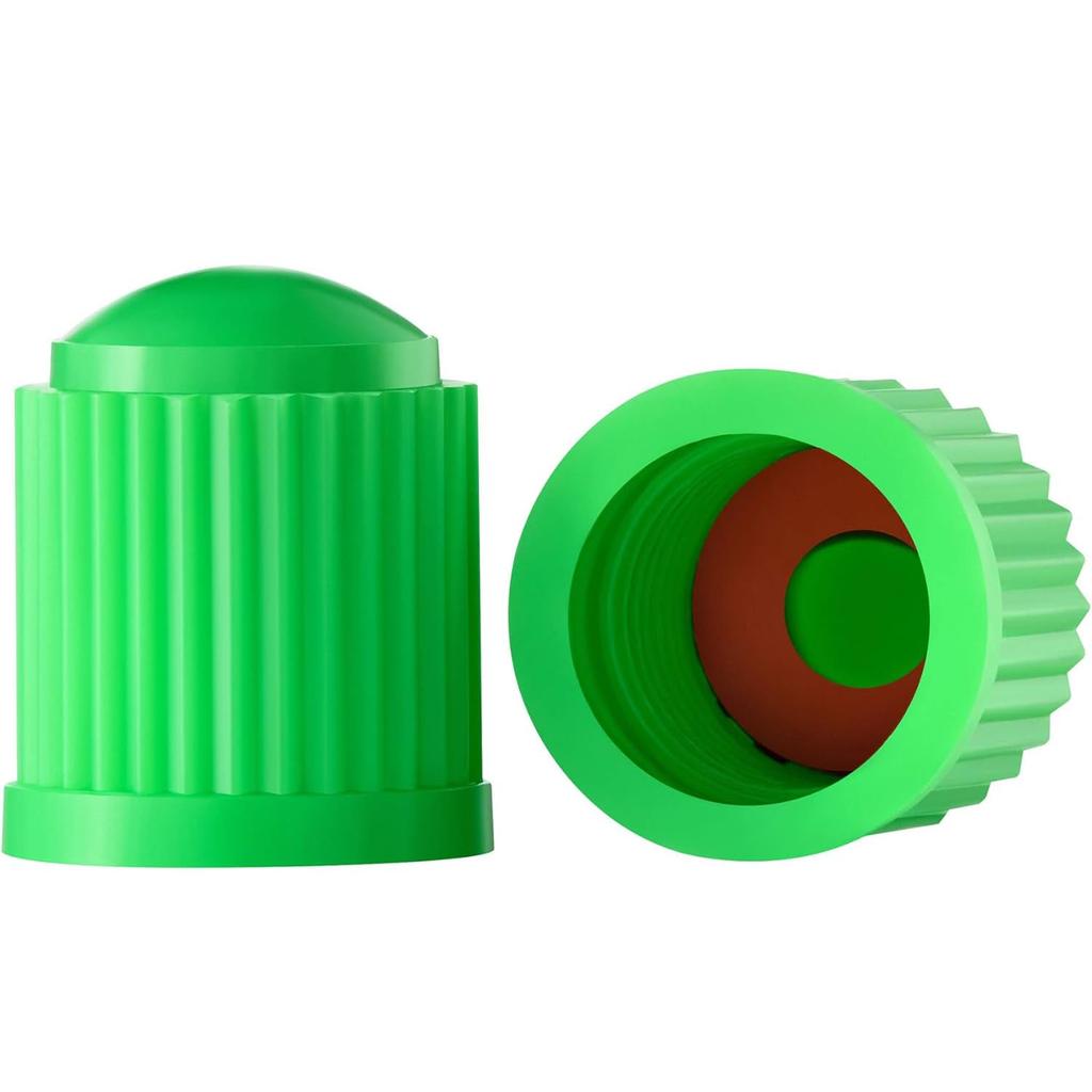 10 Pack Green Plastic Tire Valve Stem Caps with O-Ring Rubber Seal Universal Schrader